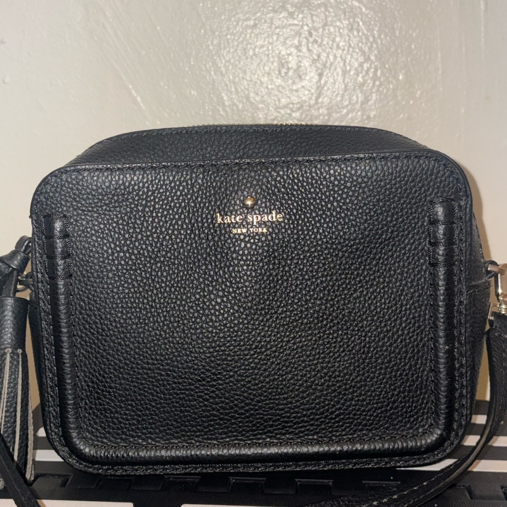 Kate Spade Black Pebbled Leather Camera Crossbody with Tassel - Picture 8 of 13